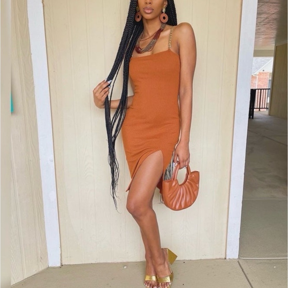 XSmall chain strapped rust dress